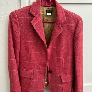 J. Crew Red Herringbone Blazer